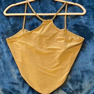 Camel halter-neck crop top